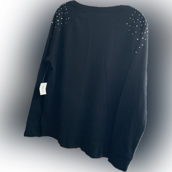 NWT Sparkle shoulder cotton long sleeve black bling, never worn 🪩 MACYs - Picture 2 of 9